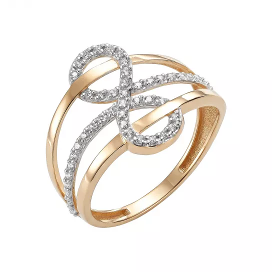 Золотое кольцо 585, женское, с фианитом, размер 17