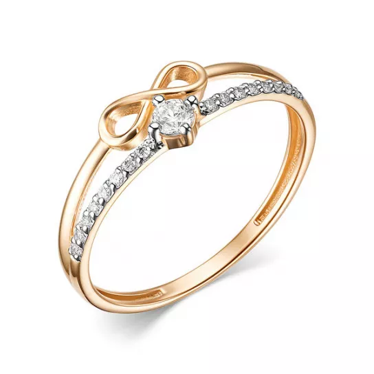 Золотое кольцо 585, женское, с фианитом, размер 17.5