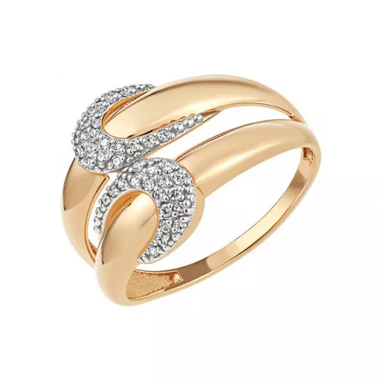 Золотое кольцо 585, женское, с фианитом, размер 18