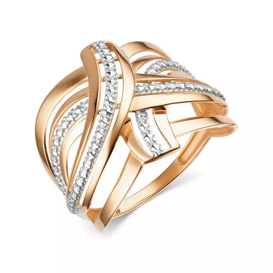 Золотое кольцо 585, женское, с фианитом, размер 18