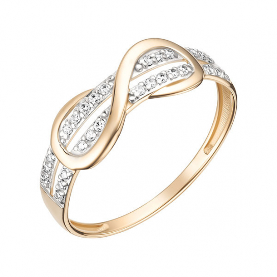 Золотое кольцо 585, женское, с фианитом, размер 17.5