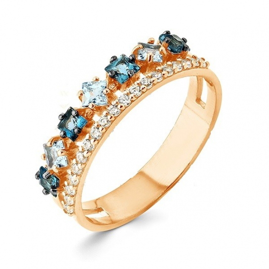 Серебряное кольцо 925, женское, с топазом и фианитом, размер 18