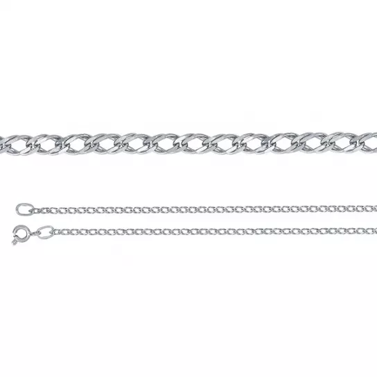 Серебряная цепочка 925 на шею, плетение двойной ромб, длина 60 см