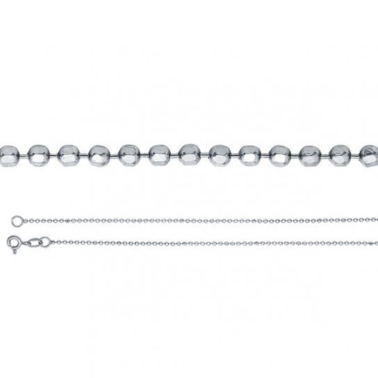 Серебряная цепочка 925 на шею, плетение перлина, длина 45 см