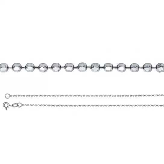 Серебряная цепочка 925 на шею, плетение перлина, длина 45 см