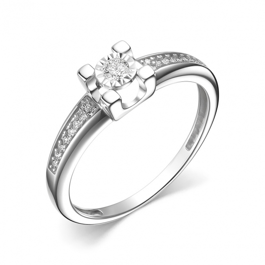 Золотое кольцо 585, женское, с бриллиантом, размер 19.5