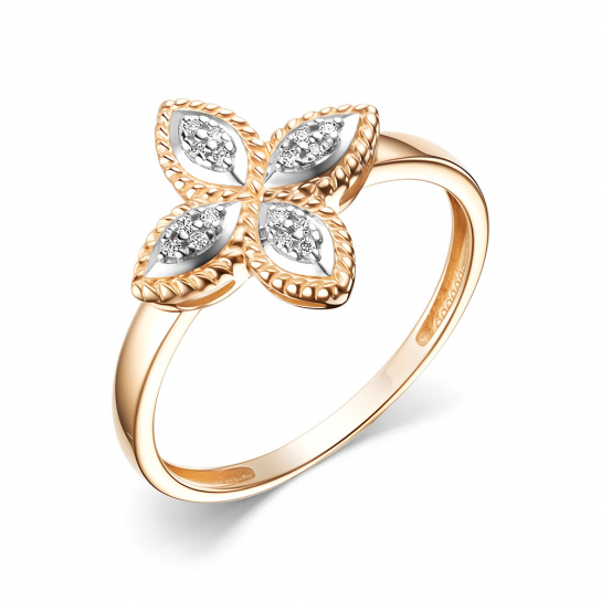 Золотое кольцо 585, женское, с бриллиантом, размер 16.5