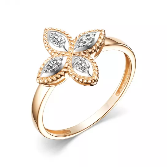 Золотое кольцо 585, женское, с бриллиантом, размер 16.5