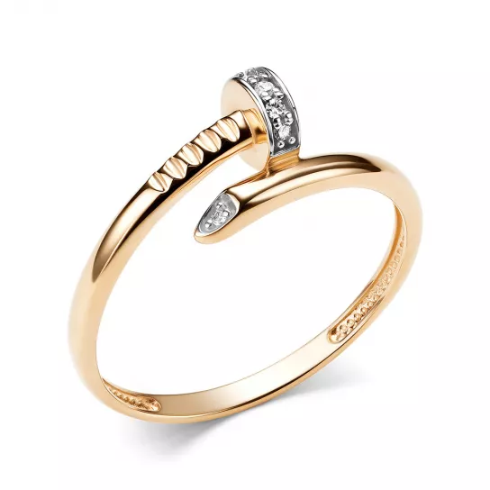 Золотое кольцо 585, женское, с бриллиантом, размер 17