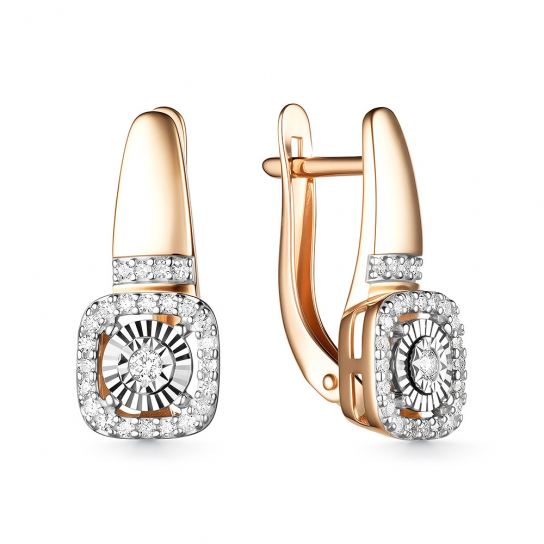 Золотые серьги 585, женские, с бриллиантом