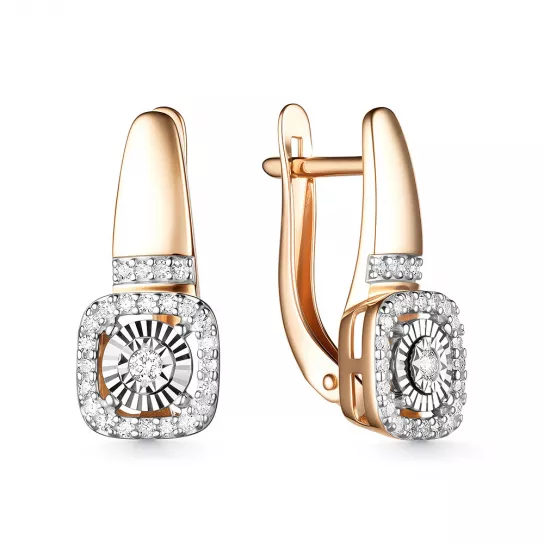 Золотые серьги 585, женские, с бриллиантом