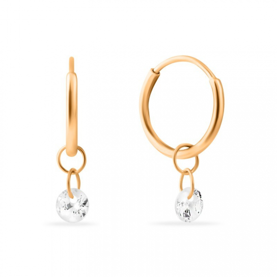 Золотые серьги 585, детские, с фианитом