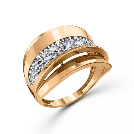 Золотое кольцо 585, женское, с фианитом, размер 19.5