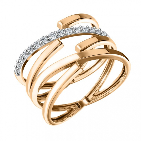 Золотое кольцо 585, женское, с фианитом, размер 18