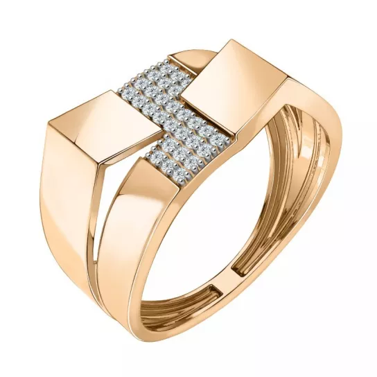 Золотое кольцо 585, женское, с фианитом, размер 20