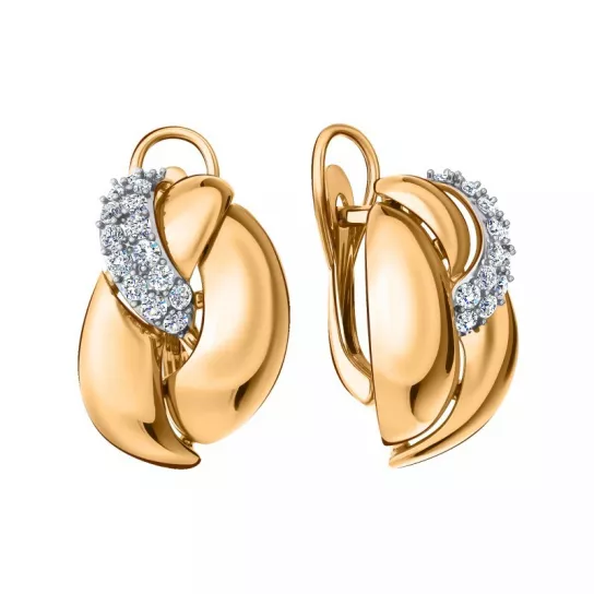 Золотые серьги 585, женские, с фианитом