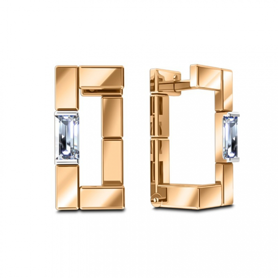 Золотые серьги 585, женские, с фианитом