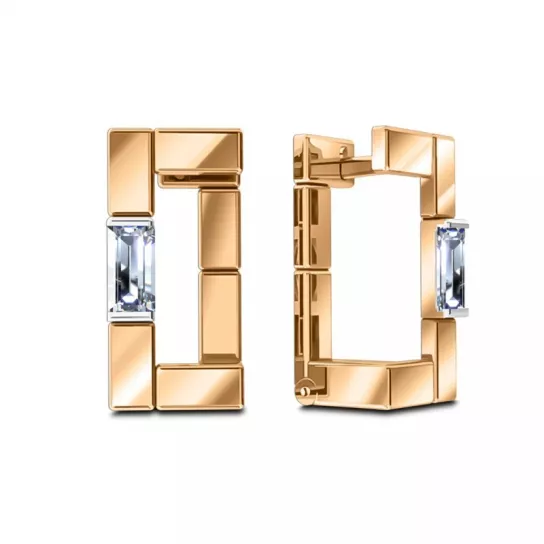 Золотые серьги 585, женские, с фианитом