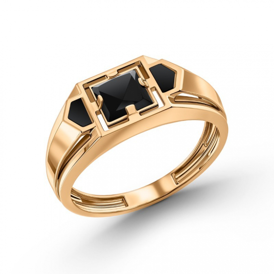 Золотое кольцо 585, женское, с фианитом, размер 19