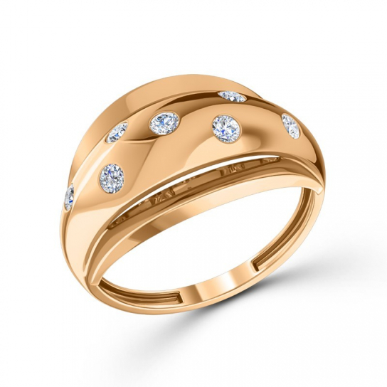 Золотое кольцо 585, женское, с фианитом, размер 19