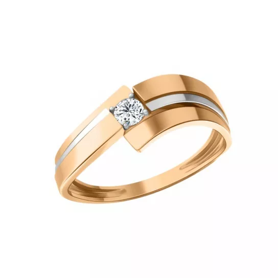 Золотое кольцо 585, женское, с фианитом, размер 18