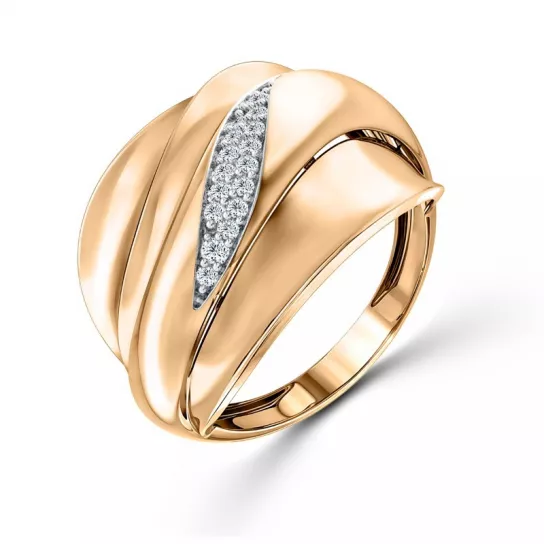 Золотое кольцо 585, женское, с фианитом, размер 20.5