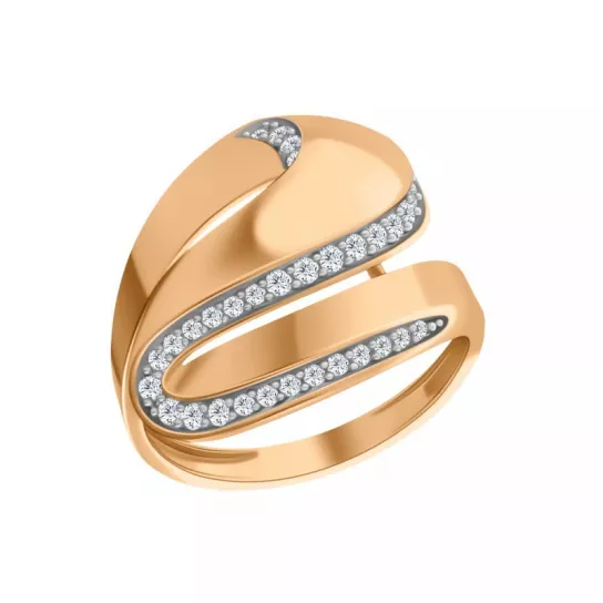 Золотое кольцо 585, женское, с фианитом, размер 20.5