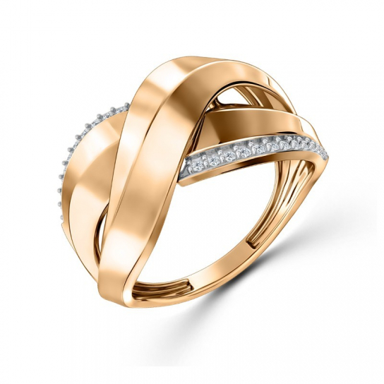 Золотое кольцо 585, женское, с фианитом, размер 19