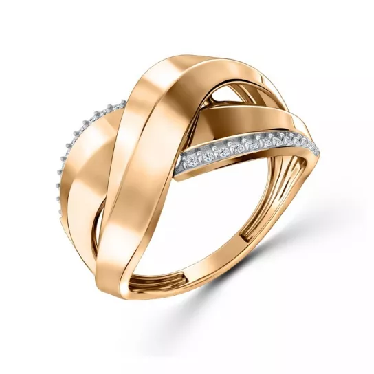 Золотое кольцо 585, женское, с фианитом, размер 19.5