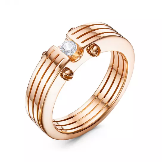 Золотое кольцо 585, женское, с фианитом, размер 17