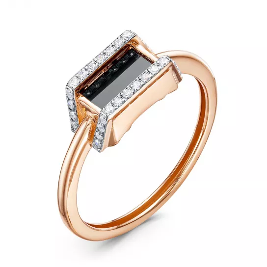 Золотое кольцо 585, женское, с ониксом и фианитом, размер 17