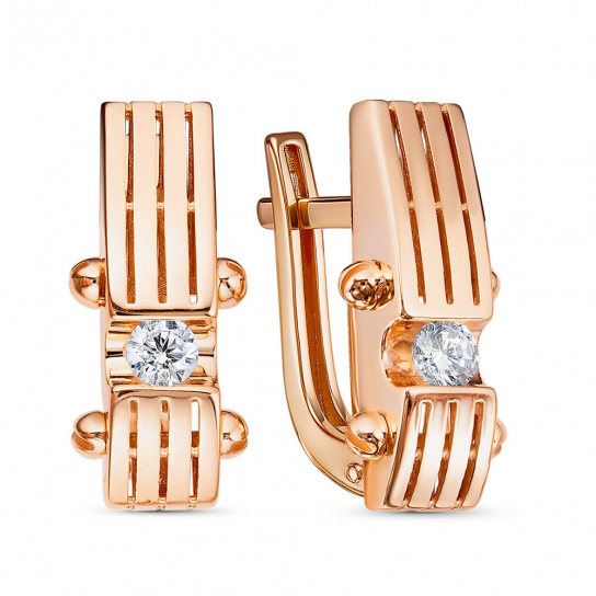 Золотые серьги 585, женские, с фианитом