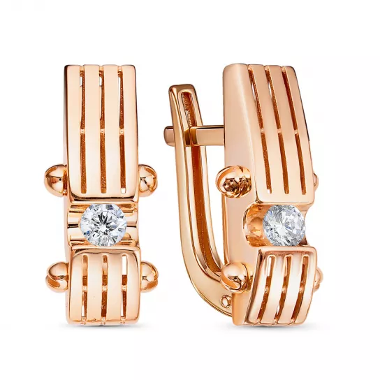 Золотые серьги 585, женские, с фианитом