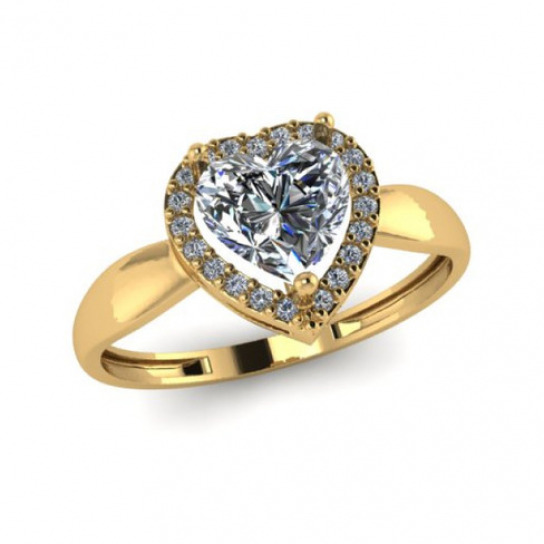 Золотое кольцо 585, женское, с фианитом, размер 18.5