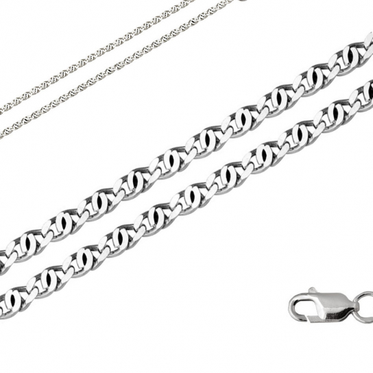 Серебряная цепочка 925 на шею, плетение улитка, длина 50 см