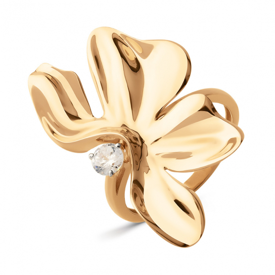 Золотое кольцо 585, женское, с фианитом, размер 18.5