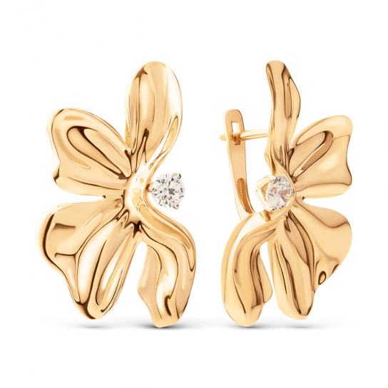 Золотые серьги 585, женские, с фианитом