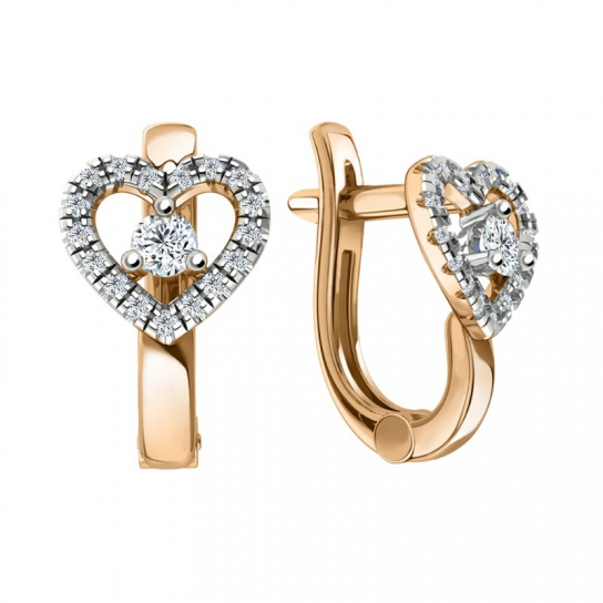 Серьги детские с фианитом из золота