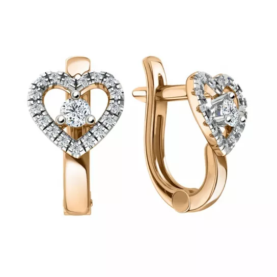 Серьги детские с фианитом из золота