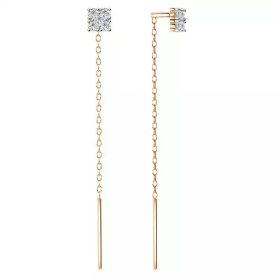 Золотые серьги 585, женские, с фианитом