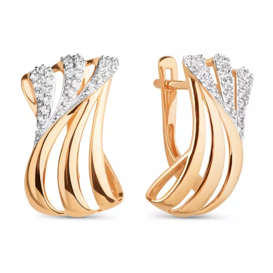 Золотые серьги 585, женские, с фианитом