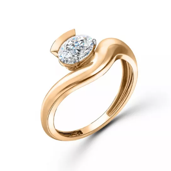 Золотое кольцо 585, женское, с фианитом, размер 17