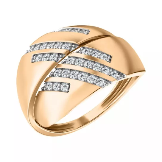 Золотое кольцо 585, женское, с фианитом, размер 20.5