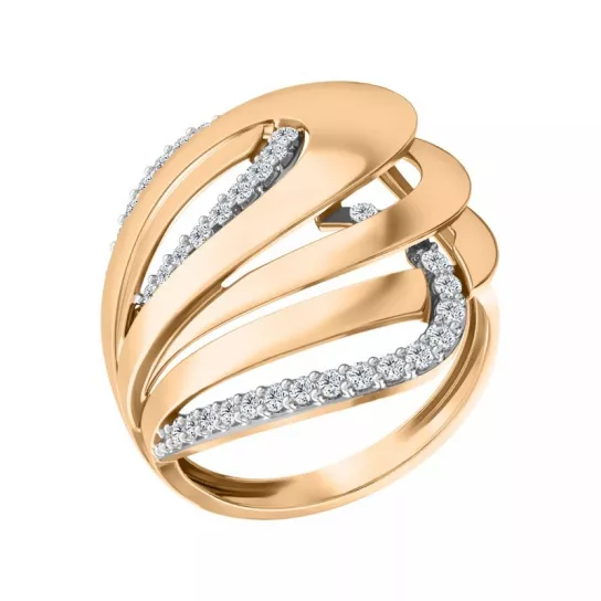 Золотое кольцо 585, женское, с фианитом, размер 20