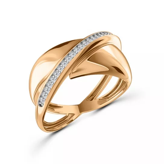 Золотое кольцо 585, женское, с фианитом, размер 18