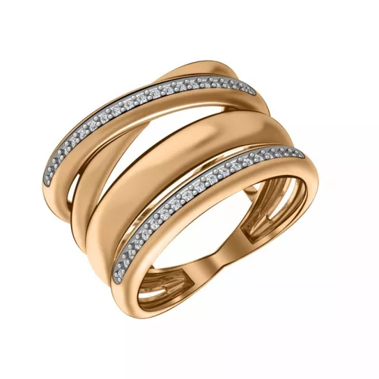 Золотое кольцо 585, женское, с фианитом, размер 20