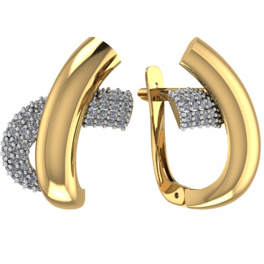 Золотые серьги 585, женские, с фианитом