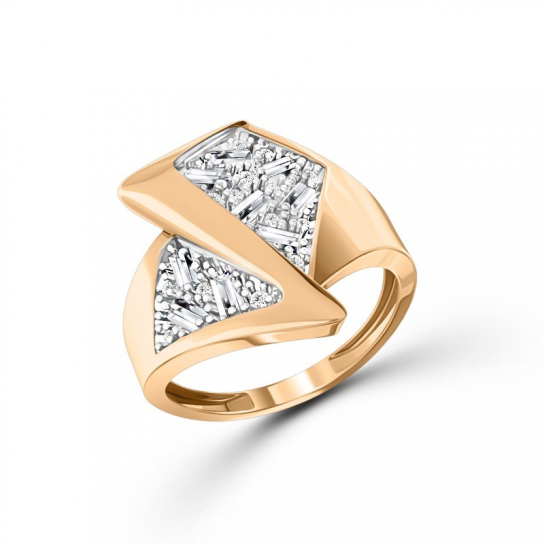 Золотое кольцо 585, женское, с фианитом, размер 18.5