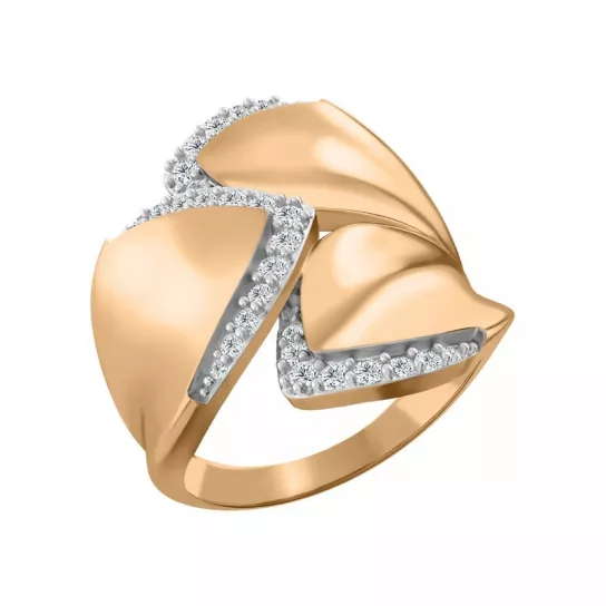 Золотое кольцо 585, женское, с фианитом, размер 21