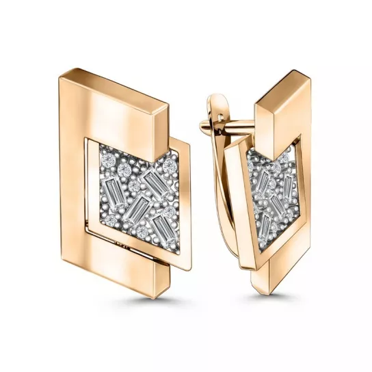 Золотые серьги 585, женские, с фианитом